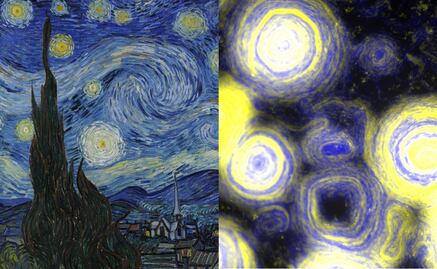Bajo el microscopio, patrones de bacterias depredadoras se asemejan a "La noche estrellada" de Van Gogh