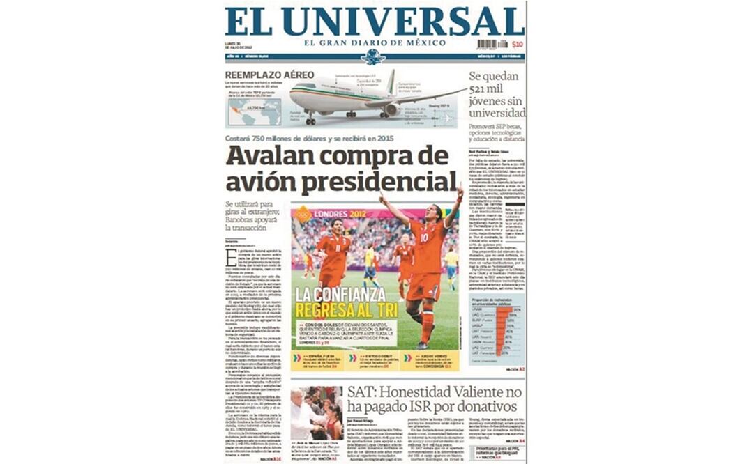 EL UNIVERSAL y la exclusiva del avión presidencial