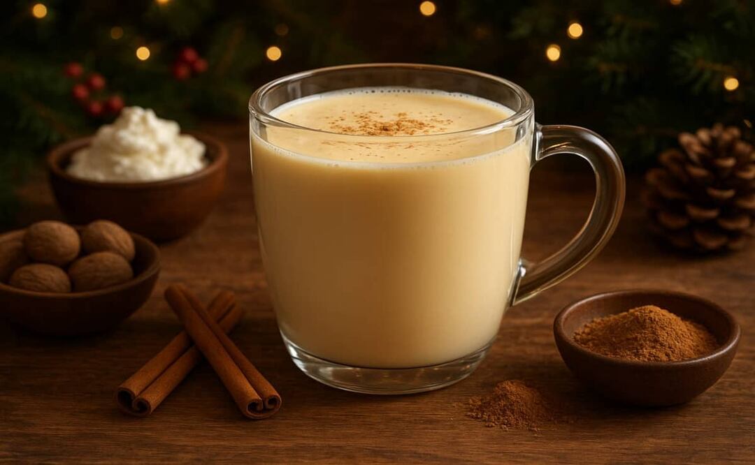 Te enseñamos a hacer el eggnog que nunca falta en las películas navideñas. Foto: Imagen creada por AI.