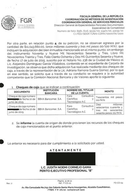 La FGR ignoró su propio peritaje contra científicos; los recursos no son ilícitos