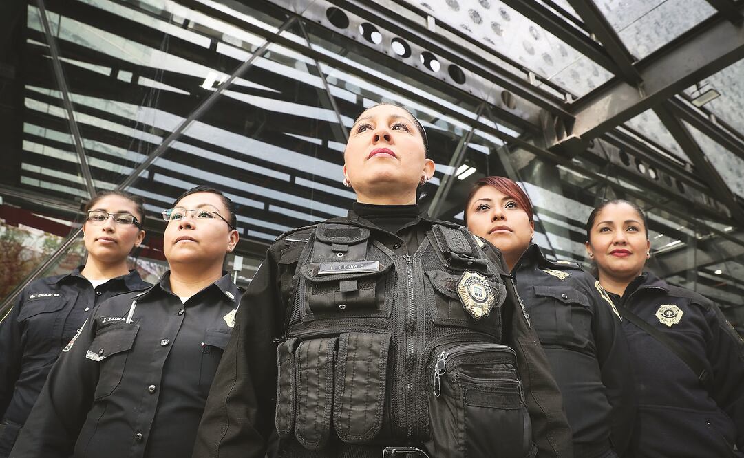 Luz Areli Negrete, Directora de la Unidad de Protección Ciudadana de Tepepan; Marisa Reyes, Policía preventiva en la delegación Iztacalco; Leticia Sierra, Integrante del agrupamiento de Fuerza de Tarea