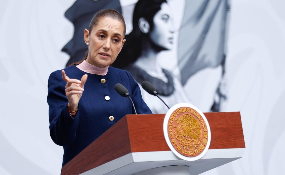La presidenta Claudia Sheinbaum en la “Mañanera del Pueblo” del 20 de agosto de 2026 en Palacio Nacional. Foto: Diego Simón Sánchez/ EL UNIVERSAL