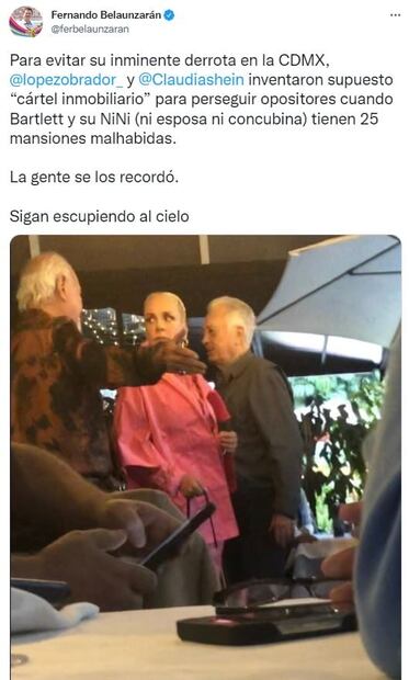 Captan momento en que Bartlett y su pareja son abucheados en restaurante de Polanco