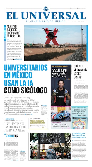 Portada impresa del 14 de agosto de 2026