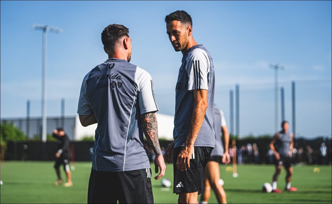 Lionel Messi y Sergio Busquets en el entrenamiento del Inter de Miami - Foto: Inter Miami