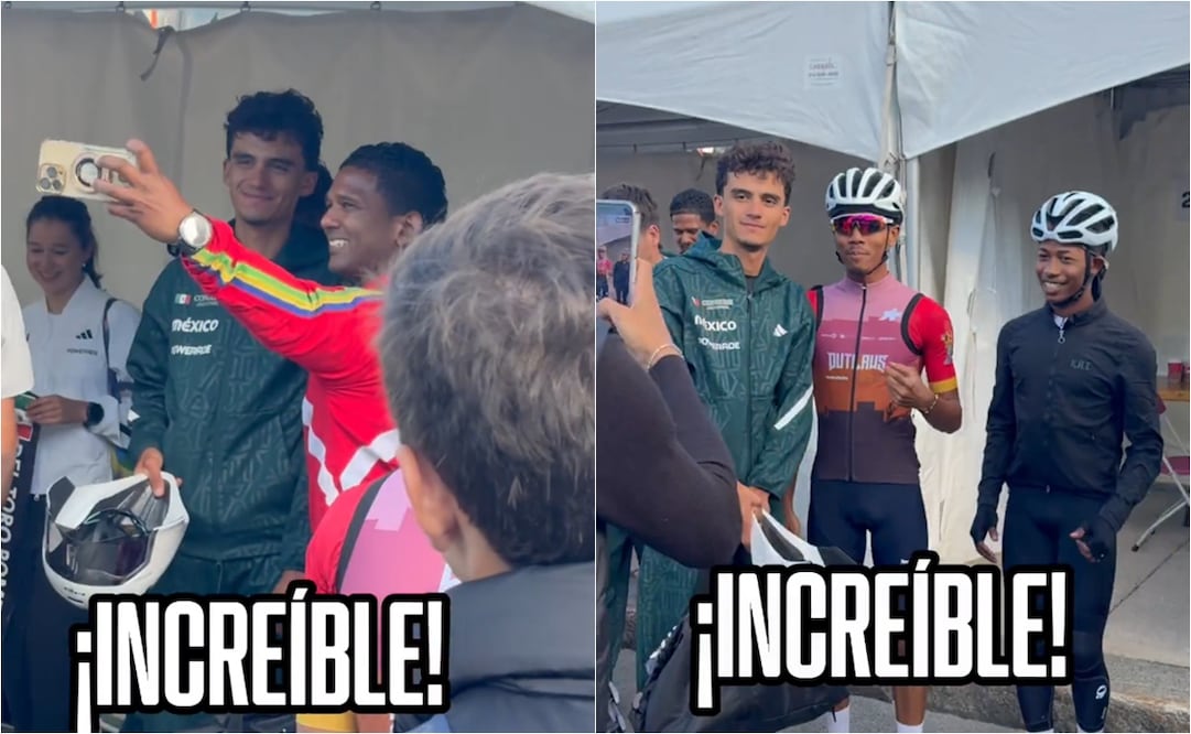 FOTO: ESPECIAL - Isaac del Toro conquista Montreal; ciclistas internacionales esperan turno para una foto con él