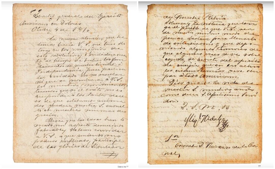 Imágenes de carta de Miguel Hidalgo. Fotos: Especial