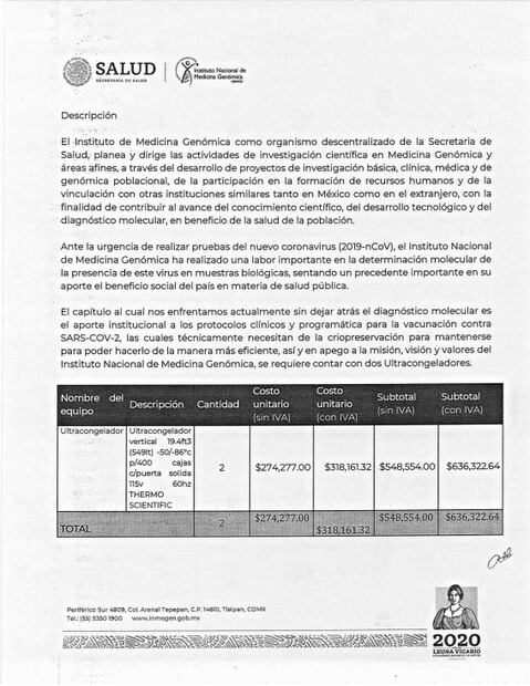 Urgen compra de 2 ultra congeladores para vacunas Covid