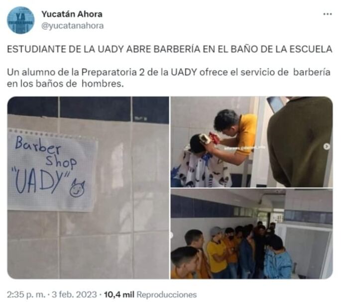 Estudiante monta barbería en el baño de su preparatoria y se hace viral