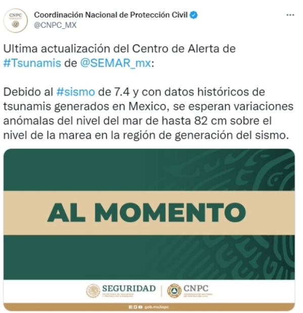 Descartan tsunami tras sismo de magnitud 7.4 en Coalcomán, Michoacán