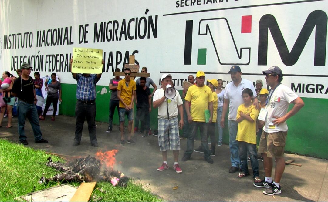 Protesta de migrantes en Tapachula, Chiapas. Foto María de Jesús Peters