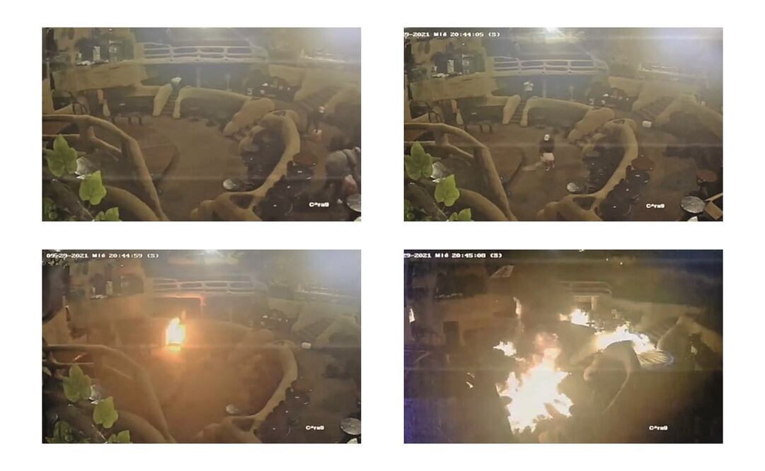 Cámaras de la discoteca Baby’O, en el puerto de Acapulco, captaron cómo tres hombres rocían combustible en el lugar y le prenden fuego. Foto: Captura de vídeo