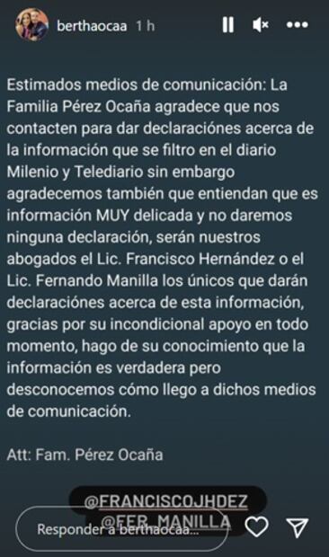 Este es el comunicado con el que la familia confirmó la ejecución del actor