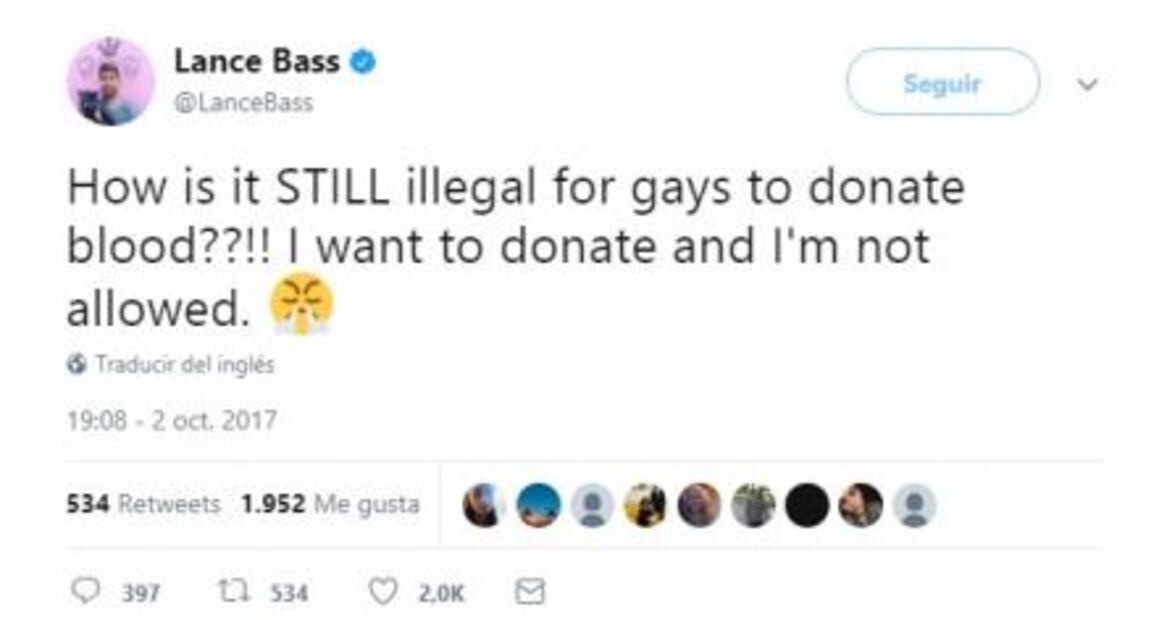 Ex integrante 'N Sync no pudo donar sangre por ser homosexual