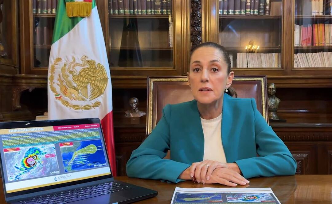 Claudia Sheinbaum alerta por cercanía del huracán Milton hacia Yucatán este lunes 7 de octubre/ Captura de pantalla