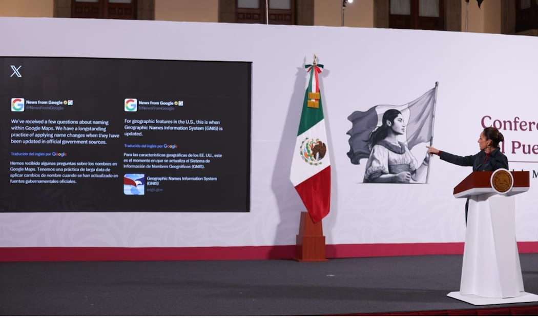 La Presidenta anunció que enviará una carta a Google para explicar el origen y limitaciones del "Golfo de México" y también para aparezca en la plataforma "America Mexicana" al territorio que comprende Estados Unidos y México. Foto: Diego Simón Sánchez/EL UNIVERSAL