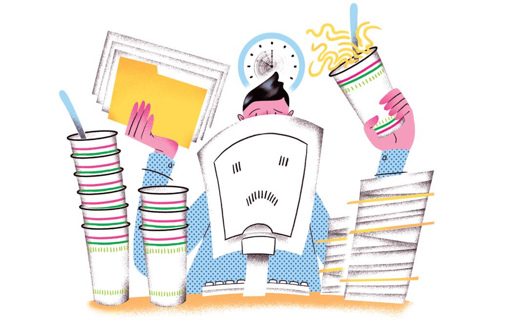 El alto consumo en comida chatarra es un factor de riesgo para sufrir ansiedad.  Ilustración: Ani Cortés