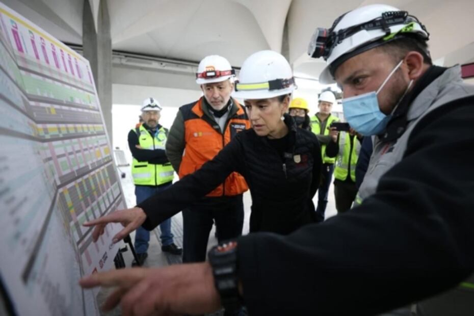 Sheinbaum supervisa obras en tramo de Línea 1 de la estación Candelaria