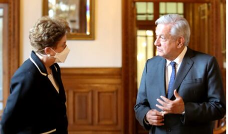 AMLO recibe a Dilma Rousseff, expresidenta de Brasil, en Palacio Nacional 