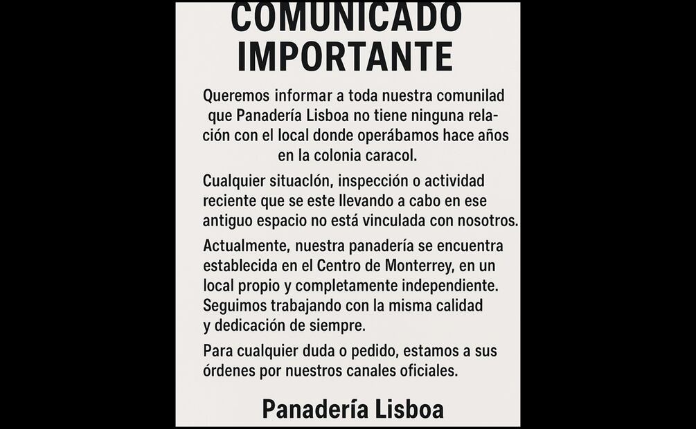 Foto: Facebook Panadería Lisboa Mty