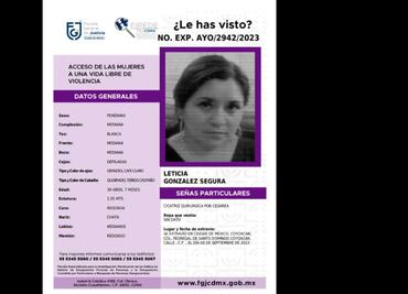 Emiten ficha de búsqueda para localizar a Leticia González, desaparecida en la CDMX