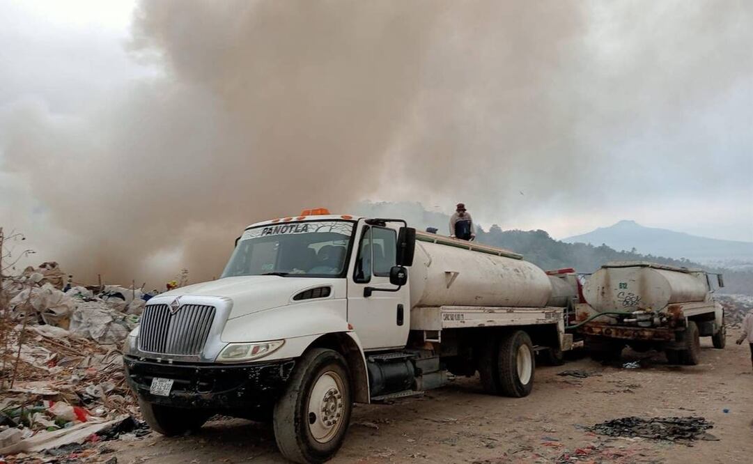 Incendio de relleno sanitario en Tlaxcala/ Foto: Especial
