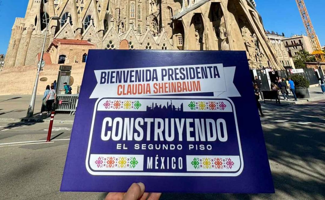 Mexicanos en España dan la bienvenida a Sheinbaum para cumbre de gobiernos progresistas (16/04/2026). Foto: @AnitaLomeli