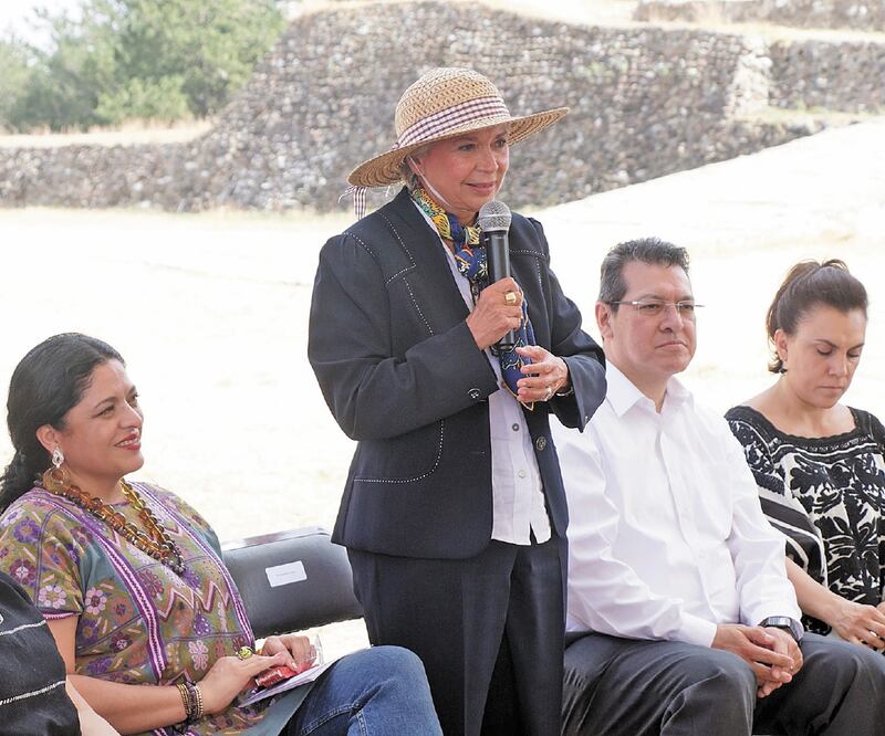 Las secretarias de Cultura y Gobernación hicieron el anuncio de la inversión para la zona, ubicada en Nativitas, Tlaxcala. OMAR CONTRERAS. EL UNIVERSAL