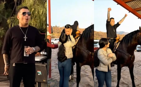 Ángela Aguilar le regala caballo a Nodal por su cumpleaños: “Le hubiera comprado un pony… por la estatura”, dicen