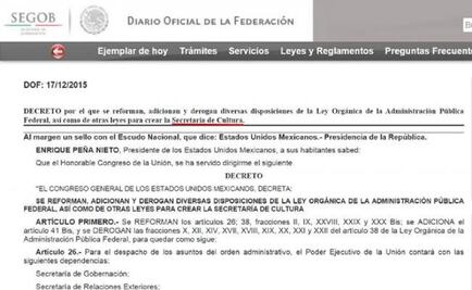 Mexico creates Ministry of Culture