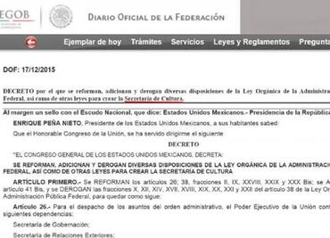 Mexico creates Ministry of Culture