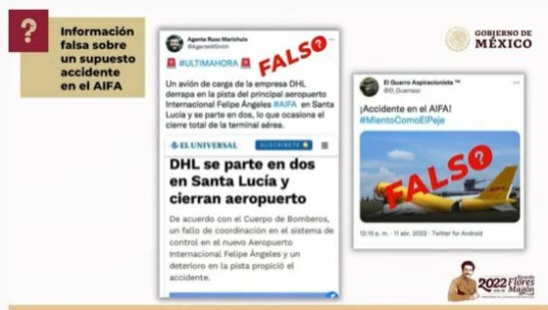 Muestran en La Mañanera tuit falso de EL UNIVERSAL