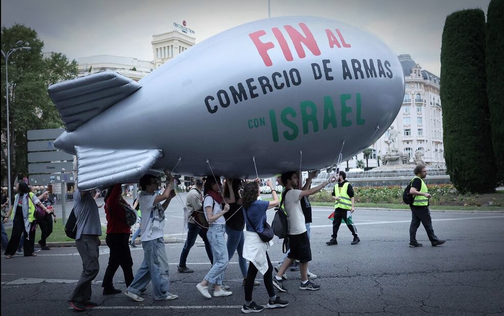 Simpatizantes pro-Palestina en Madrid, España. Foto: AFP