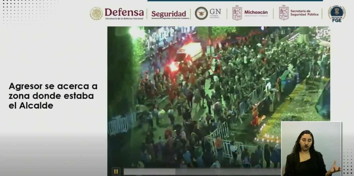 Trayectoria del atacante de Carlos Manzo, alcalde de Uruapan. Foto: Captura de pantalla de conferencia de prensa.