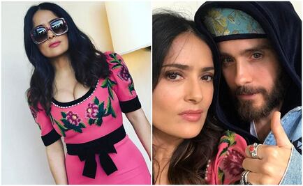 Salma Hayek presume escote y foto con Jared Leto