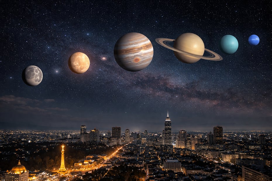 Este desfile planetario es el evento astronómico más esperado de febrero de 2026. Foto: Creada con IA (ChatGPT)