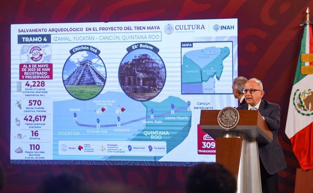 el director del INAH explicó la entrada de la Dama Blanca se observar el abrigo que no tiene ningún problema. Foto: Hugo Salvador / EL UNIVERSAL