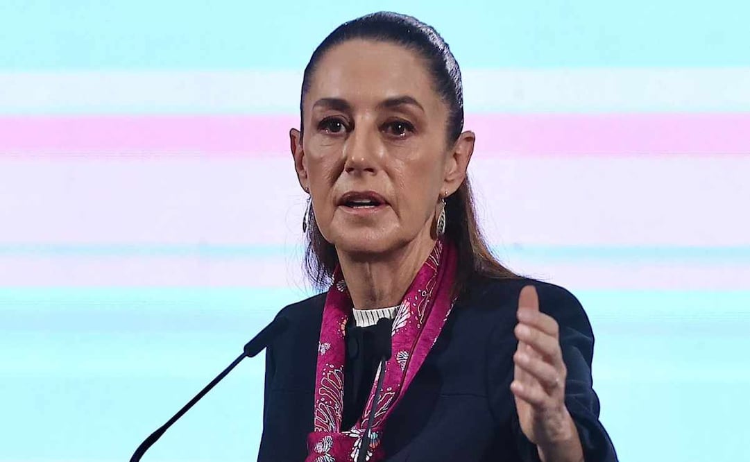 La presidenta Claudia Sheinbaum durante la mañanera de este 23 de junio del 2025. Foto: Berenice Fregoso / EL UNIVERSAL.