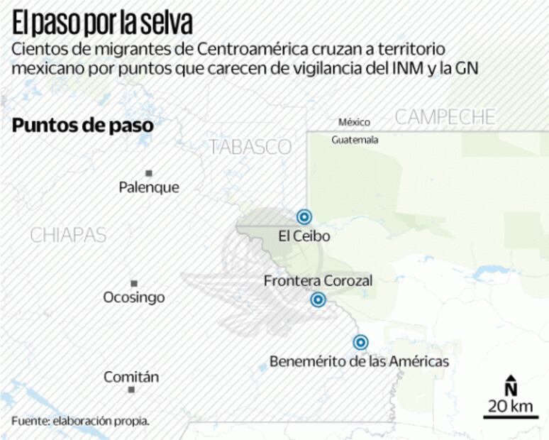 Muro militar empuja a migrantes a la Selva Lacandona