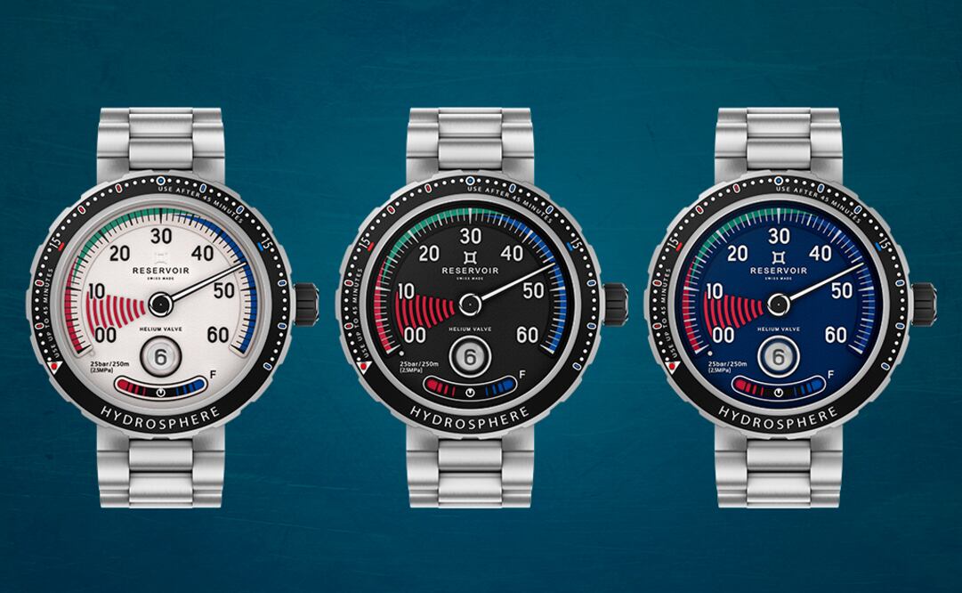 El modelo Hydrospherese se inspiró en el manómetro, un instrumento esencial para los buzos.