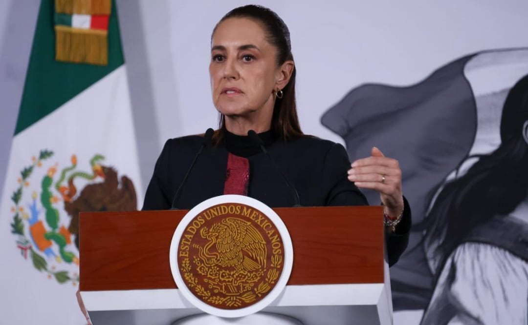Presidenta Claudia Sheinbaum durante su conferencia de prensa este martes 9 de junio del 2026 en Palacio Nacional. Foto: Karla Guerrero / EL UNIVERSAL