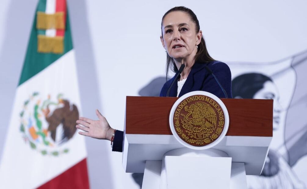 Claudia Sheinbaum, presidenta de México, durante la mañanera del 10 de marzo del 2025 en Palacio Nacional. Foto: Fernanda Rojas / EL UNIVERSAL