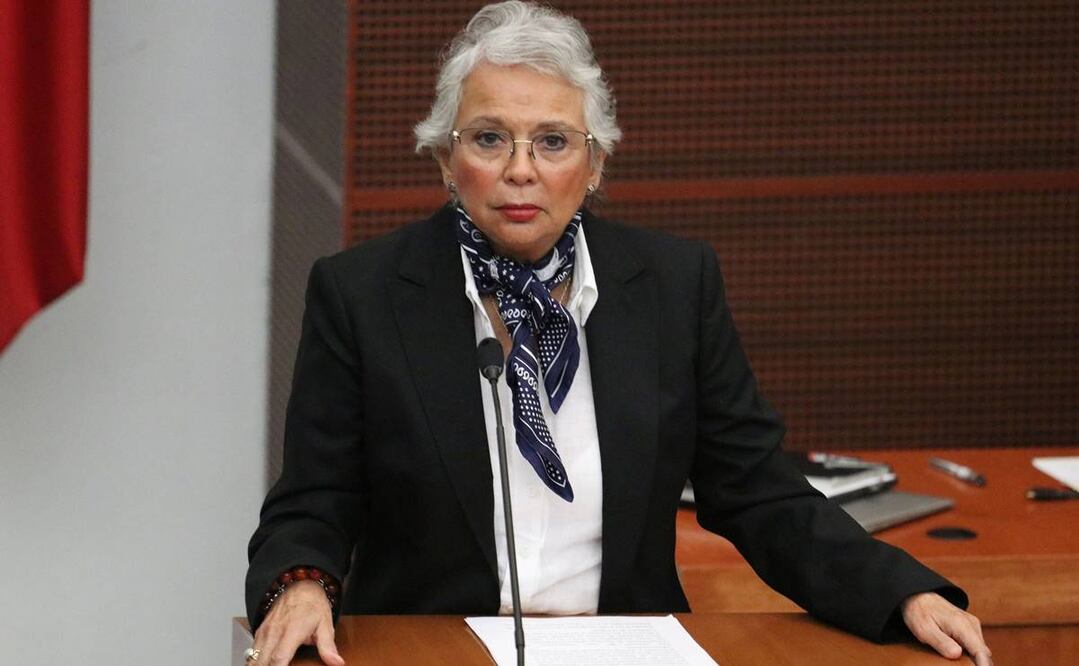 La secretaria de Gobernación, Olga Sánchez Cordero, durante su comparecencia en el Senado. Foto: EFE