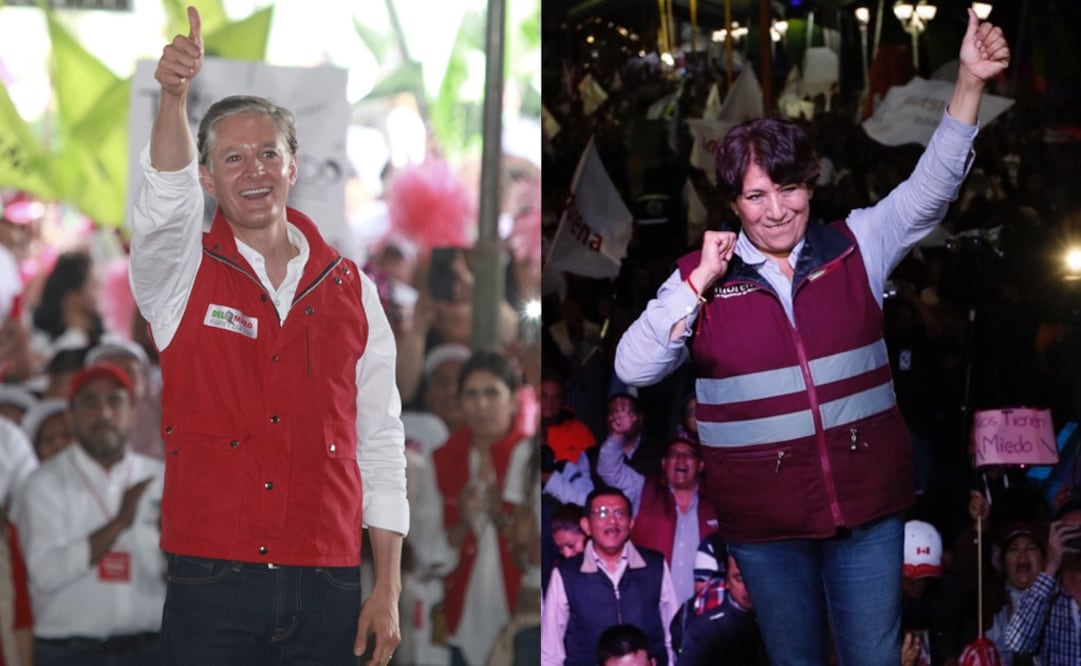 Alfredo del Mazo dijo que el priísmo está fuerte y que nunca se rajó para salir a las calles; La morenista Delfina Gómez afirmó que más allá de las encuestas importa lo hecho en campaña. (FOTO: JORGE ALVARADO E IRVIN OLIVARES)