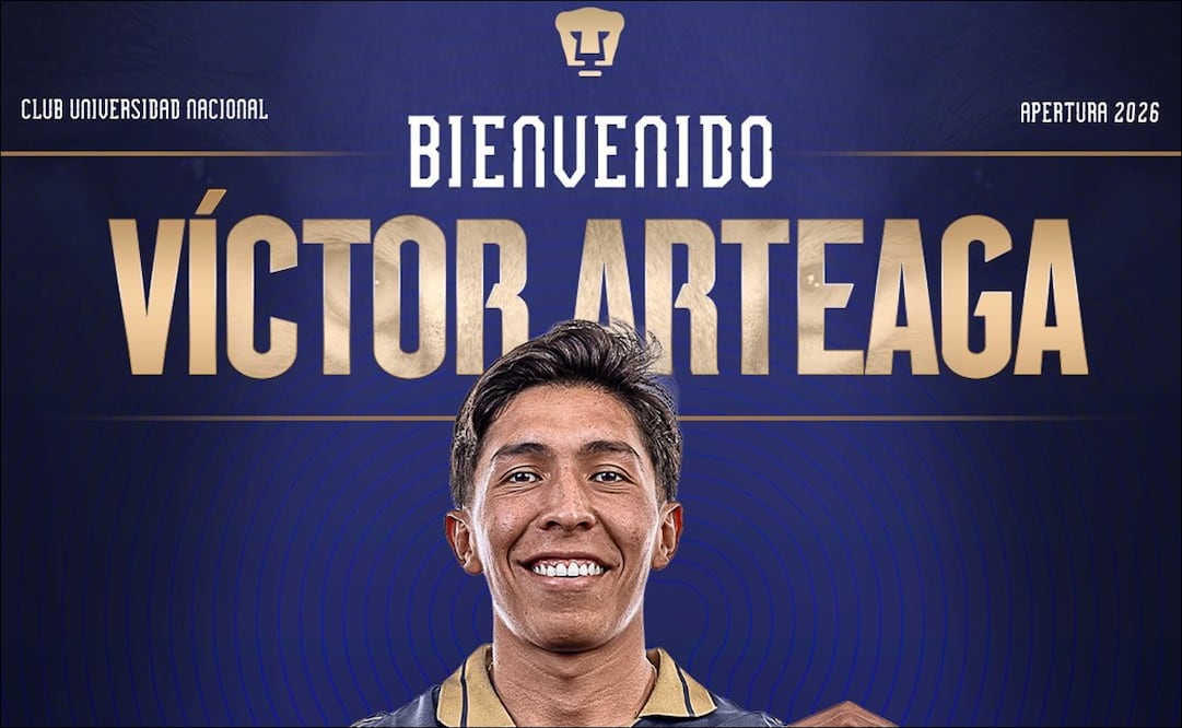 Pumas hIzo oficial que Víctor Arteaga se convierte en su tercer fichaje para el Apertura 2026 / FOTO: @PumasMX