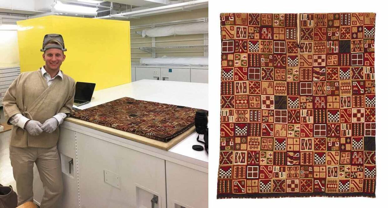 A la izquierda, Andrew James Hamilton, quien es curador asociado de Artes de las Américas en el Instituto de Arte de Chicago. A la derecha, la Túnica inca/ El Comercio.