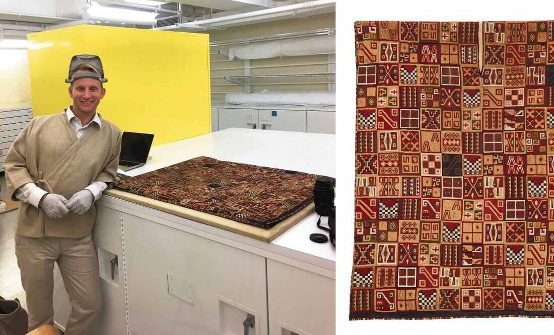 A la izquierda, Andrew James Hamilton, quien es curador asociado de Artes de las Américas en el Instituto de Arte de Chicago. A la derecha, la Túnica inca/ El Comercio.