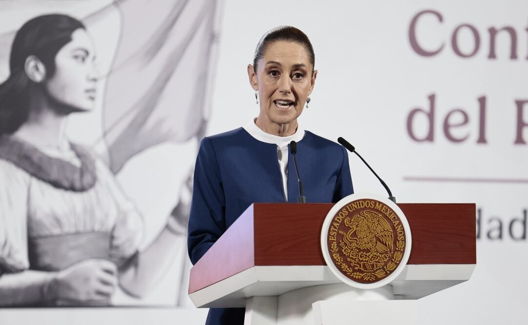 Claudia Sheinbaum en su conferencia matutina el 18 de agosto de 2025. Foto: EFE/ José Méndez