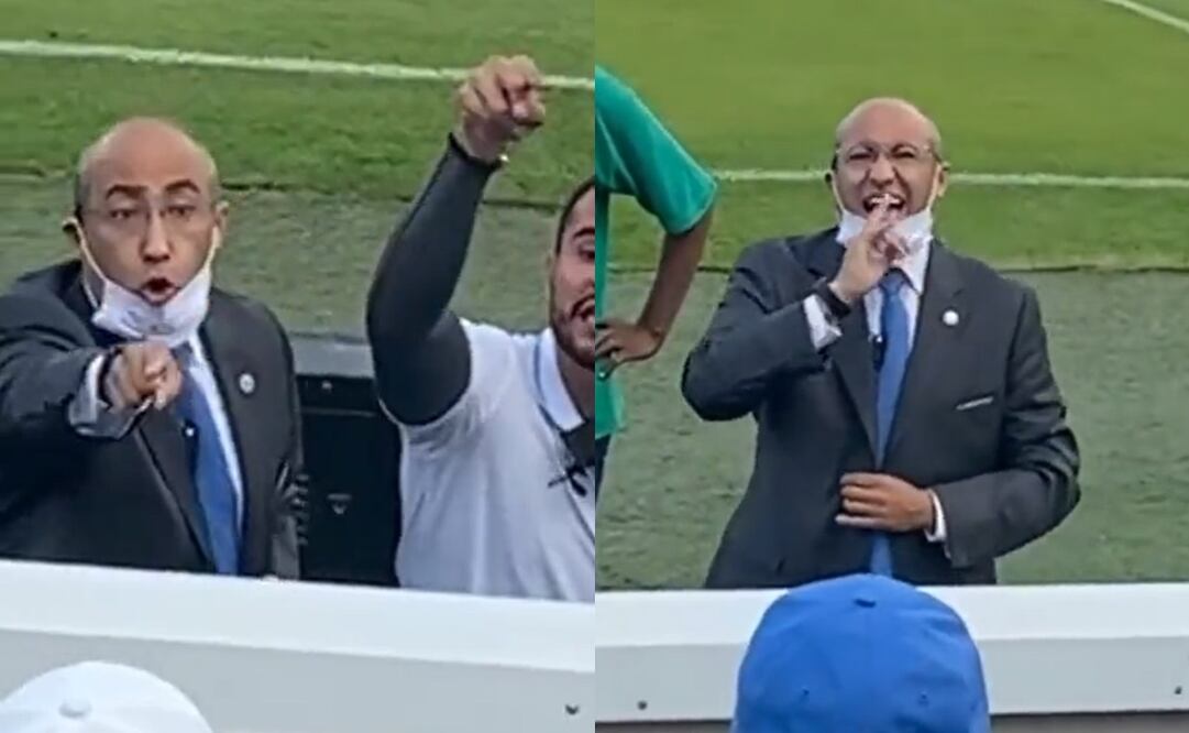 Comisario de la Liga MX callando a aficionados de Rayados - FOTO: Especial