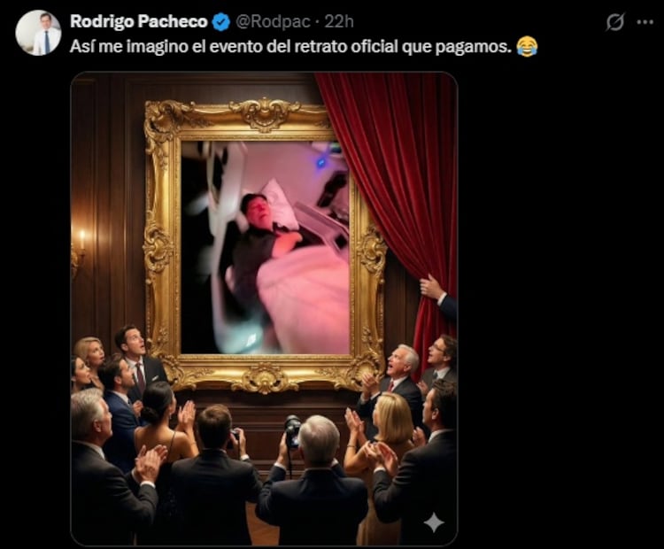 Retrato oficial de Noroña en el Senado desata reacciones en redes. Foto: Captura de pantalla
